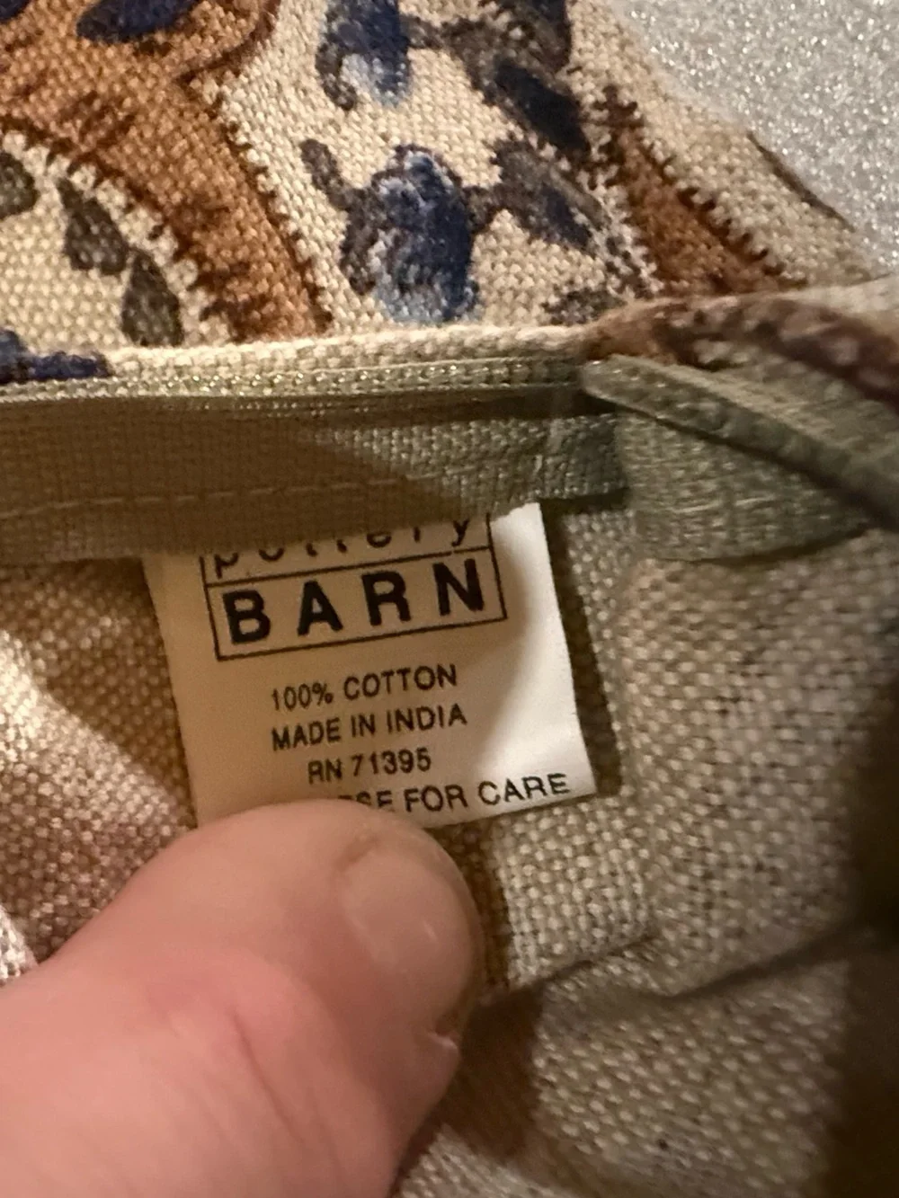 Rare Vintage Pottery Barn Paisley Pillow Cover, 18”, Green Multi